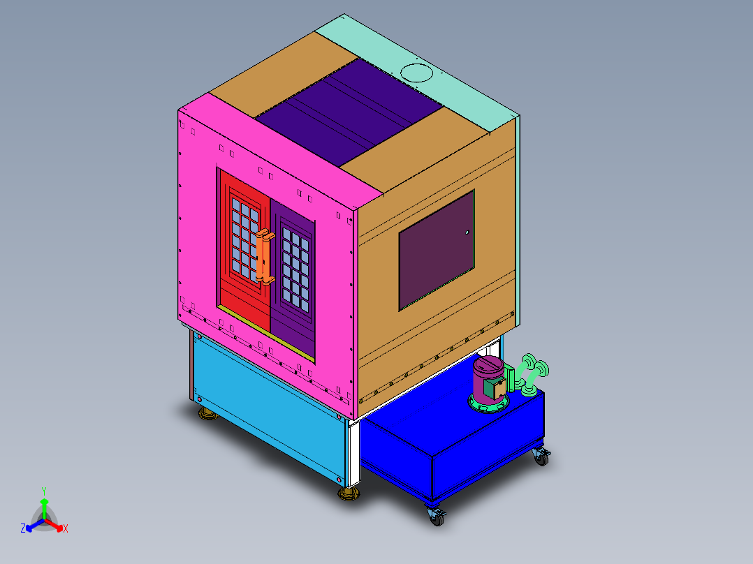 CNC数控磨床钣金外壳3d图纸 数控机床钣金外壳3d图纸三维模型正等轴测图