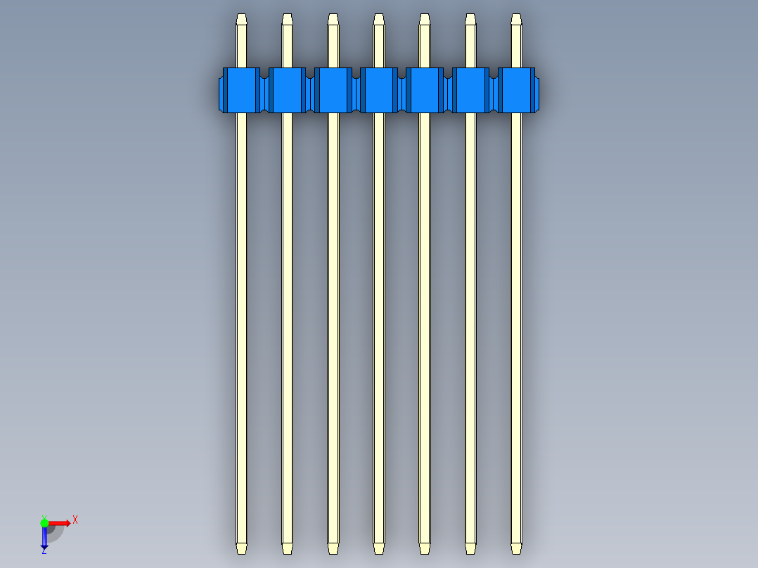 彩色公头100mil（2.54mm）系列-DS1021_blue_2x07p_100mil_Type43_rev1.0俯视图