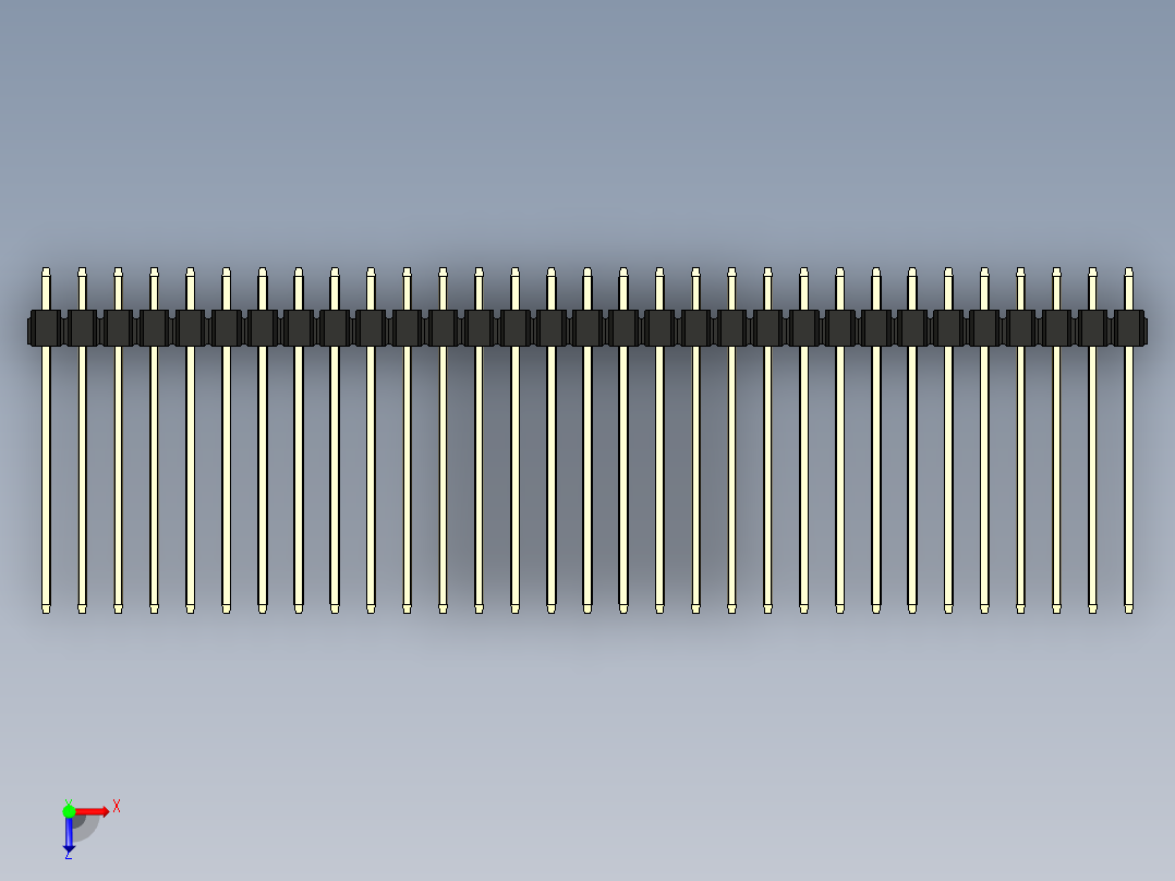 彩色公头100mil（2.54mm）系列-DS1021_black_3x31p_100mil_Type19_rev1.0俯视图
