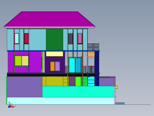 独栋三层现代风别墅前视缩略图