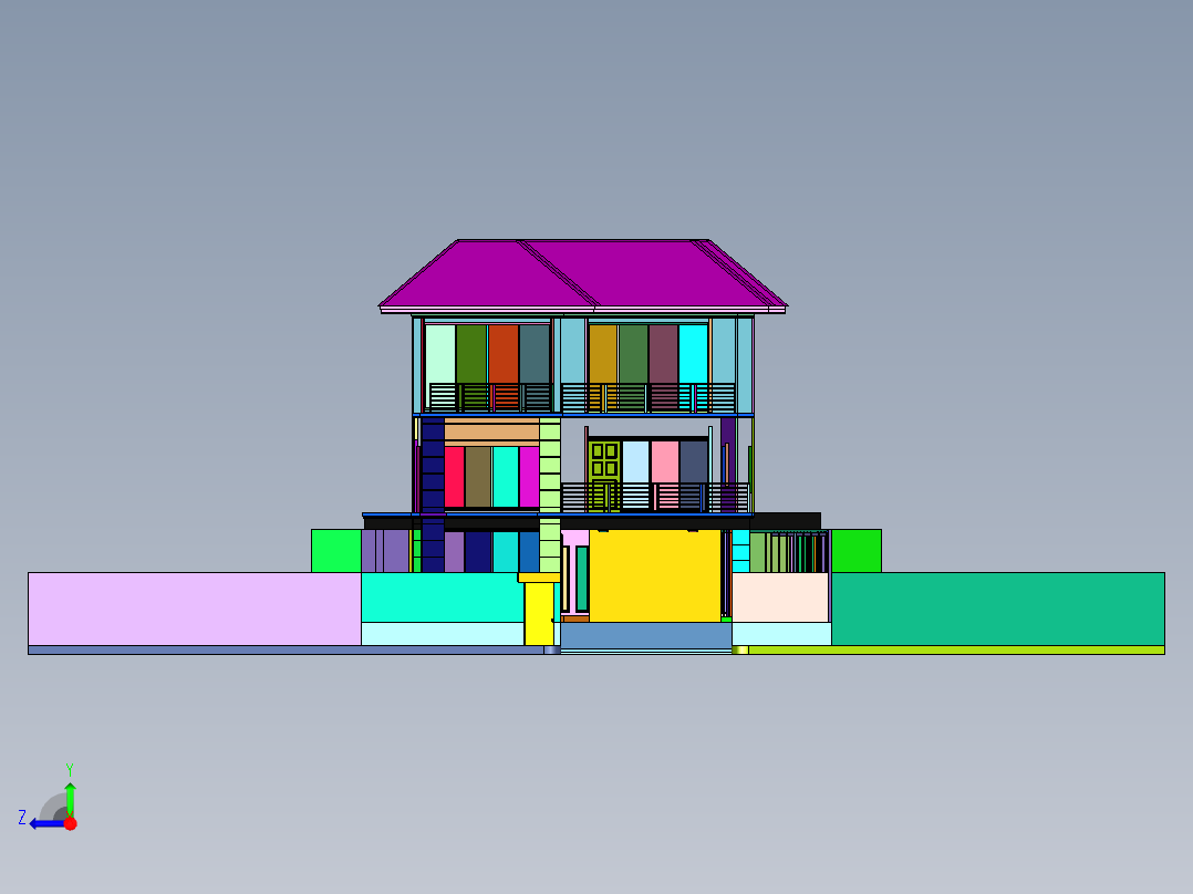 独栋三层现代风别墅右视图