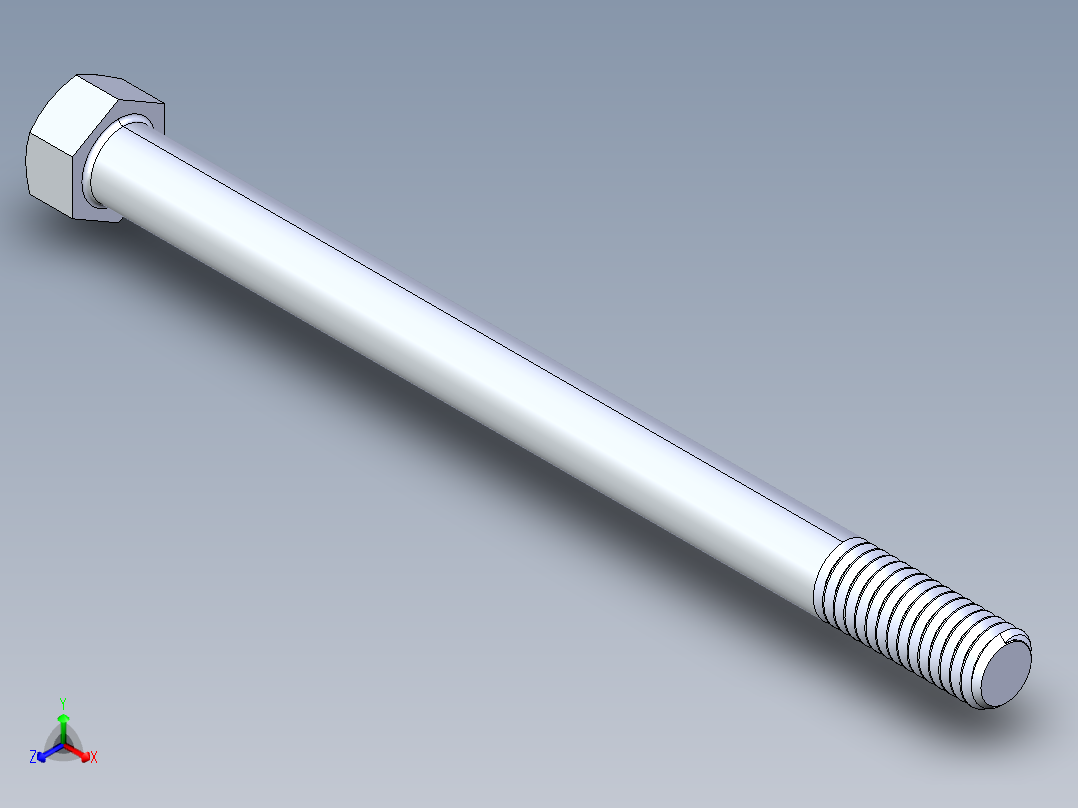 UNC 六角螺栓-Hex Bolt 0.4375-14 x 6正等轴测图