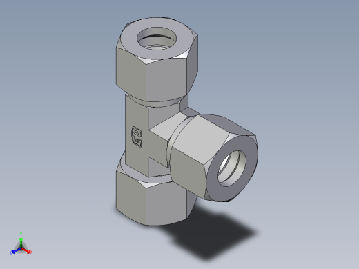 卡套式工业通用硬管接头EO_Swivel_nut_run_tee_EL12ZL71正等轴测缩略图