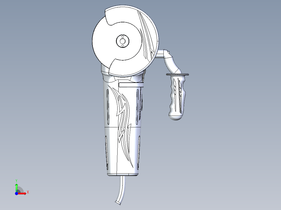 手持式电动切割机三维模型前视图