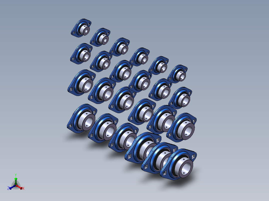 24种SAPFL200带座轴承集合大全正等轴测图