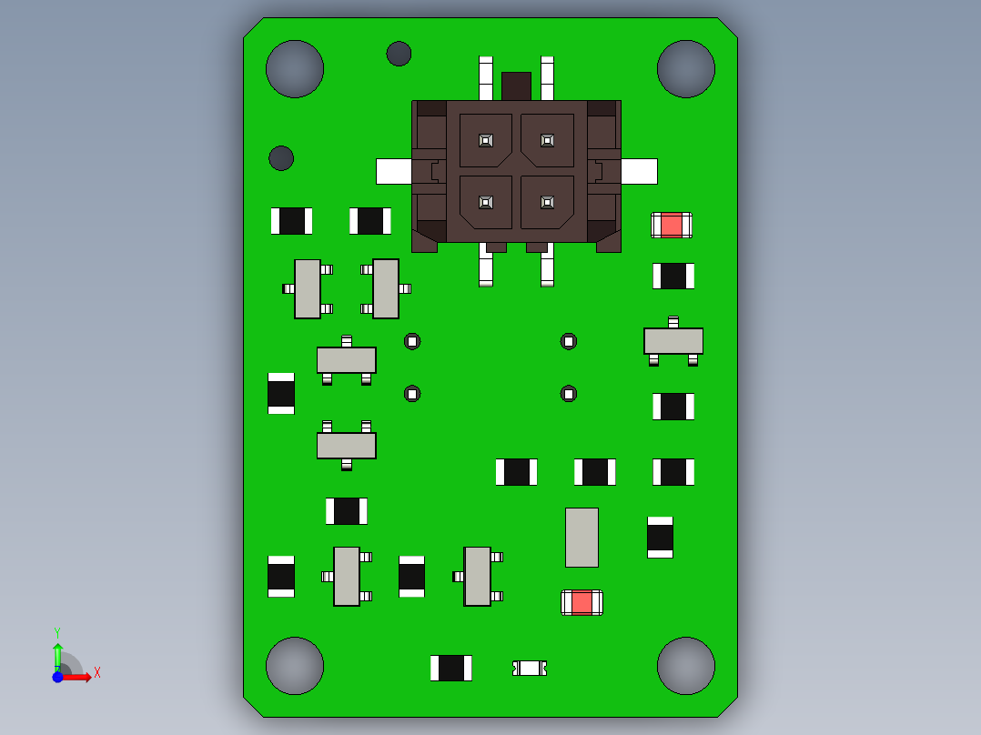 带有光传感器和检测电路的印刷电路板前视图