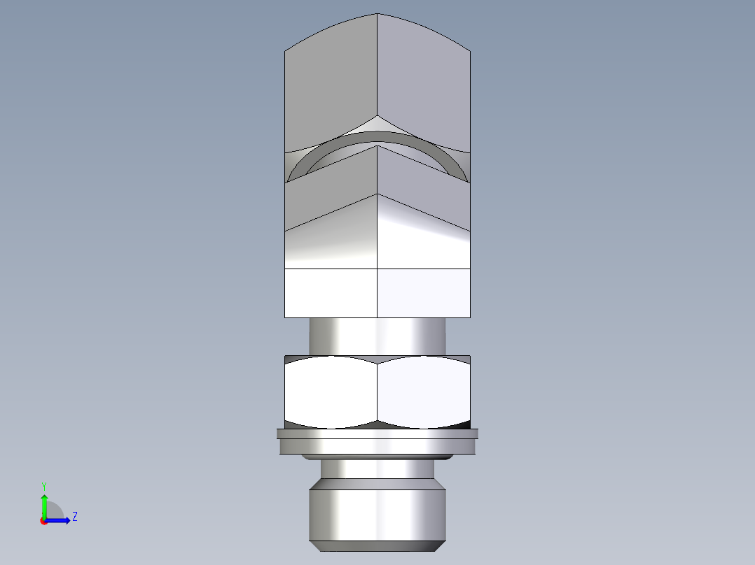 卡套式工业通用硬管接头EO_Adjustable_locknut_45_deg_elbow_VEE08SMCF左视图