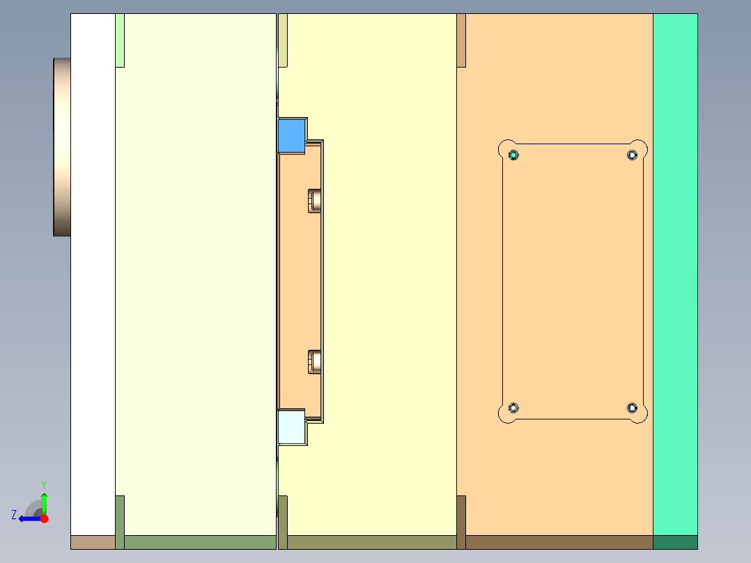 出钞机票口下盖（滑块带滑块抽芯）右视图