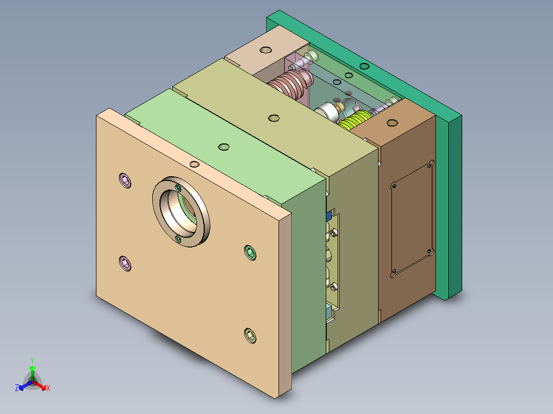 出钞机票口下盖（滑块带滑块抽芯）正等轴测图