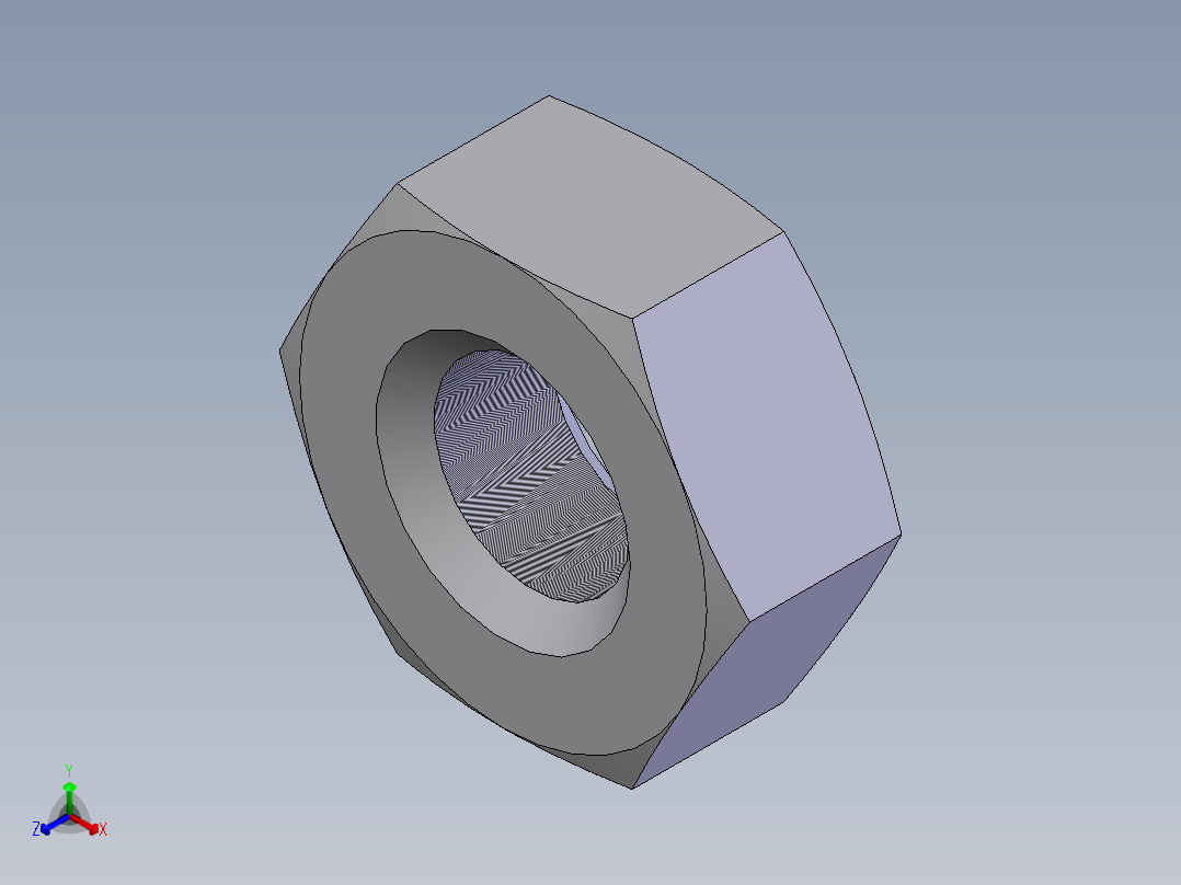 细牙I型六角薄螺母  M8×1.25正等轴测图