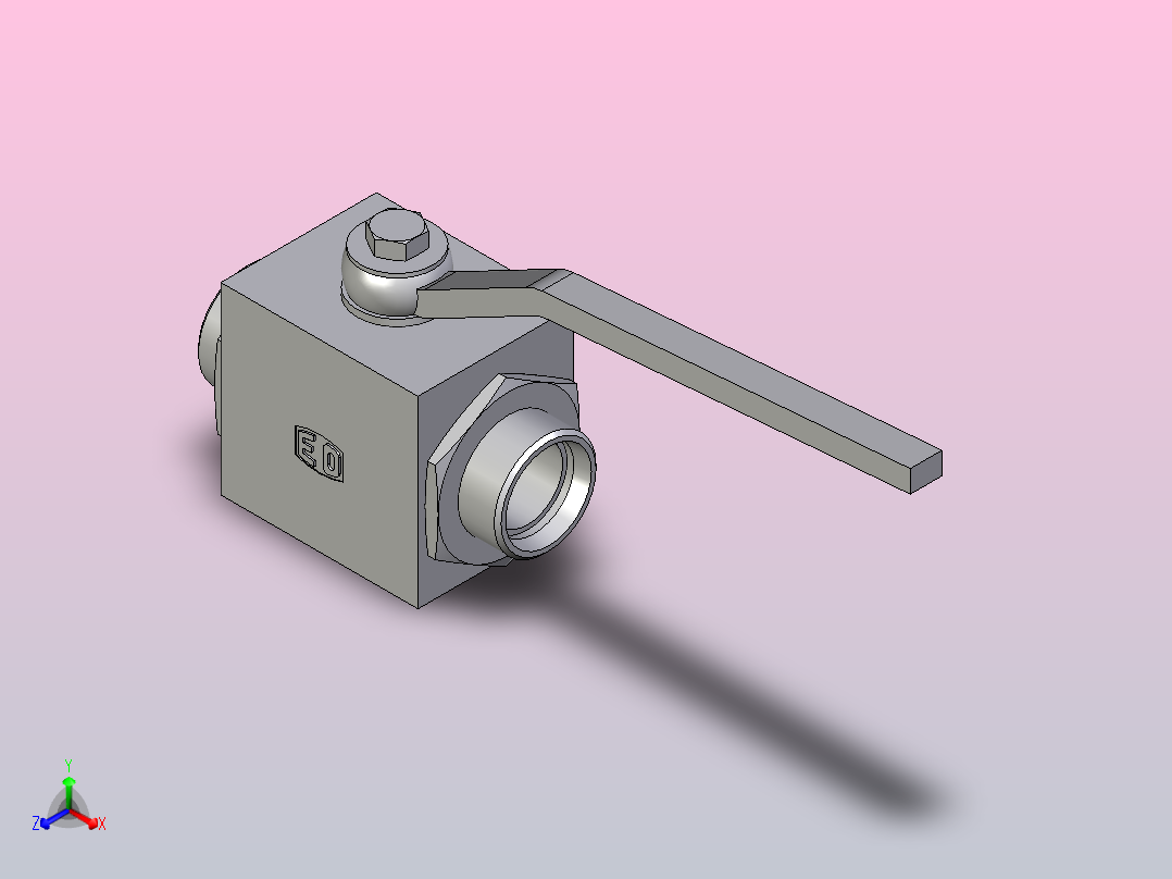 EO标准液压接头 2通不锈钢球阀KH28L71X正等轴测图