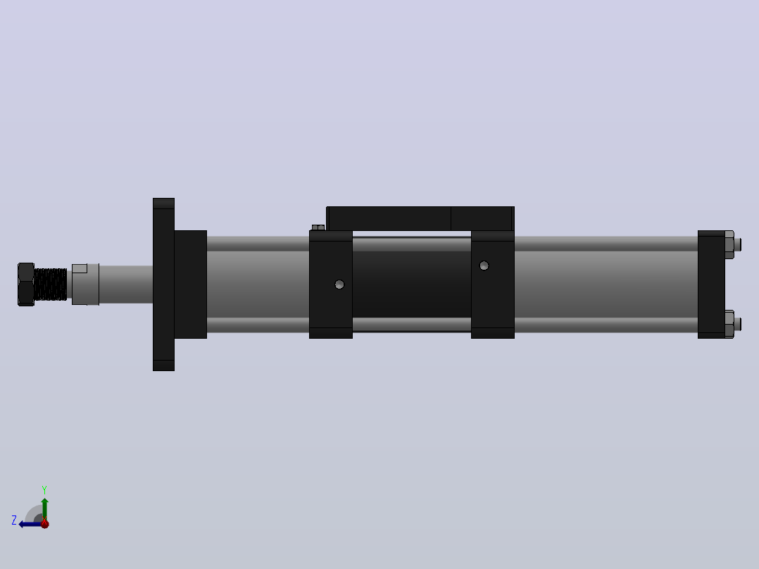 MPTF-3T系列快速型[MPTF-80-50-10-3T-M1-S2-0°]气压增压缸右视图
