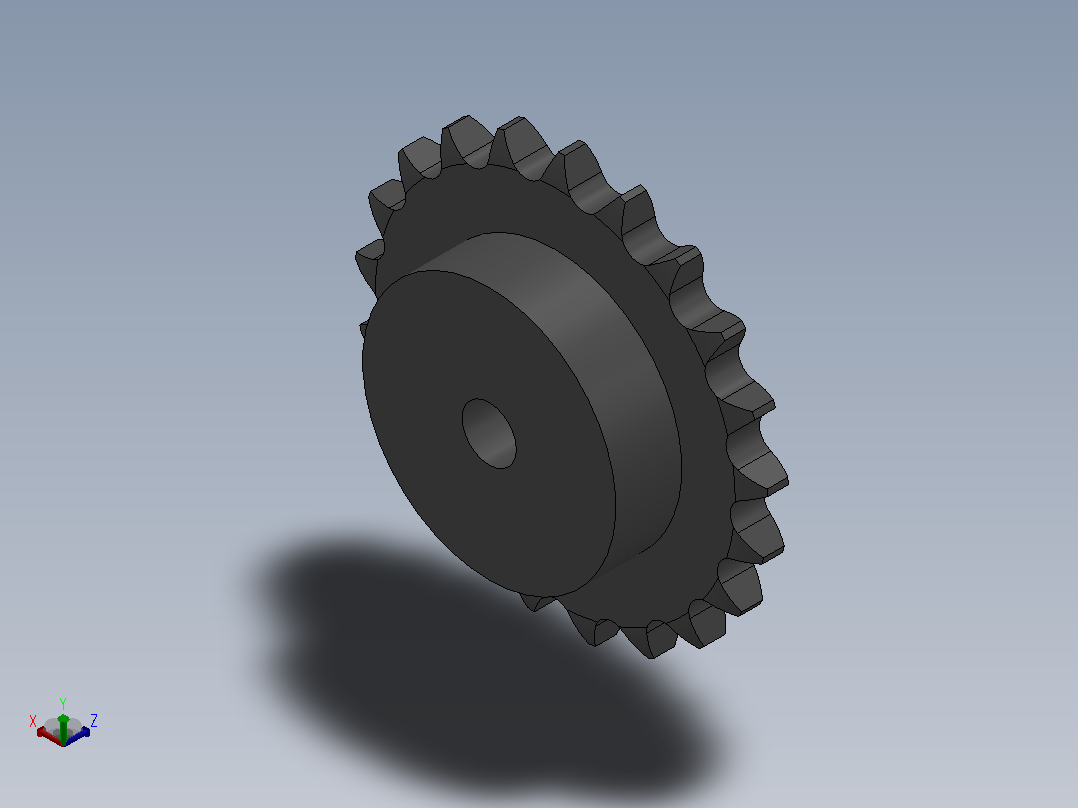 直孔链轮20B型_21-20B-1正等轴测图