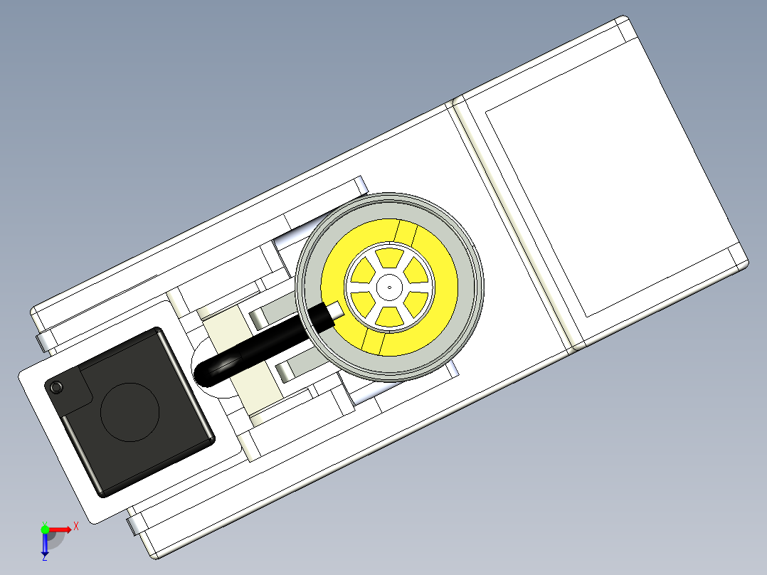 单喷射式打火机机构箱3D模型俯视图