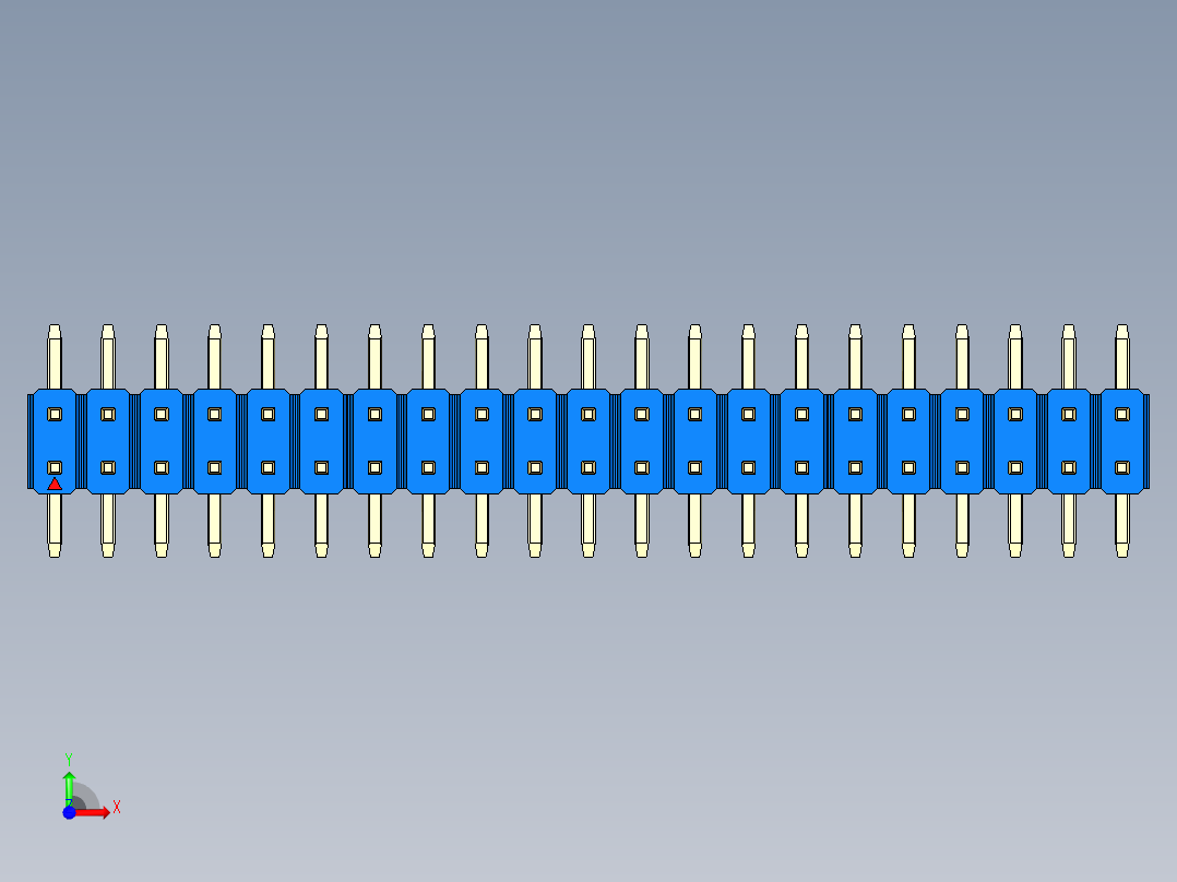 彩色公排针 100mil 2.54mm 系列-DS1022_blue_42p_100mil_TypeSMT_rev1.0前视图