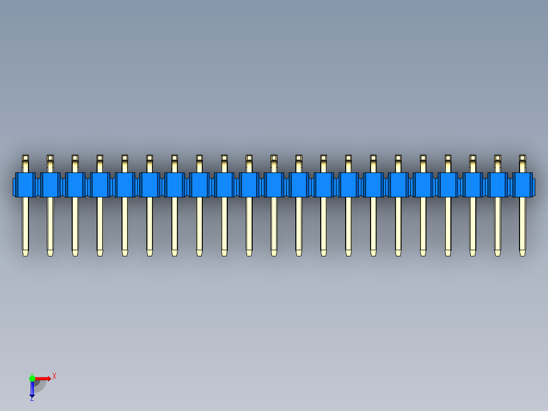 彩色公排针 100mil 2.54mm 系列-DS1022_blue_42p_100mil_TypeSMT_rev1.0俯视图