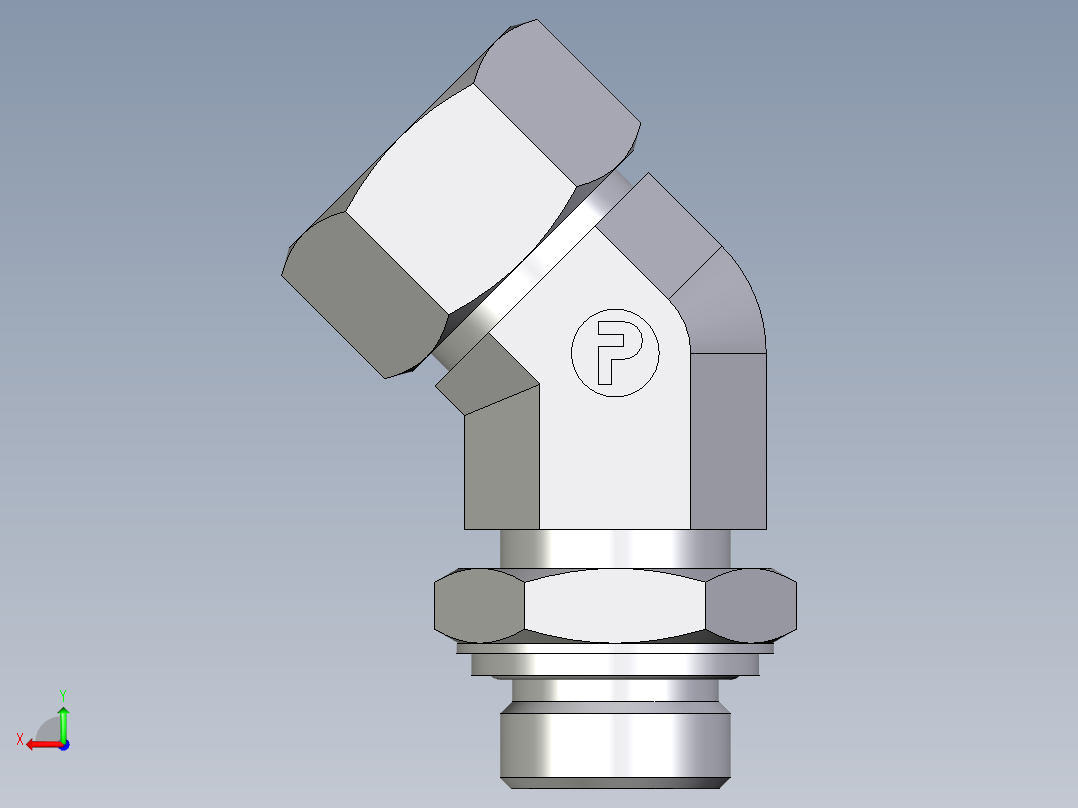 卡套式工业通用硬管接头EO_Adjustable_locknut_45_deg_elbow_VEE22LRCF后视图