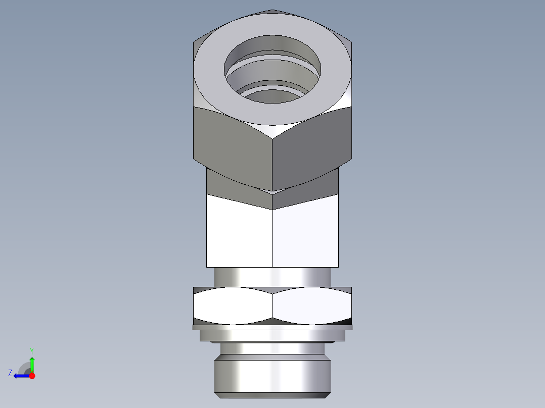 卡套式工业通用硬管接头EO_Adjustable_locknut_45_deg_elbow_VEE22LRCF右视图