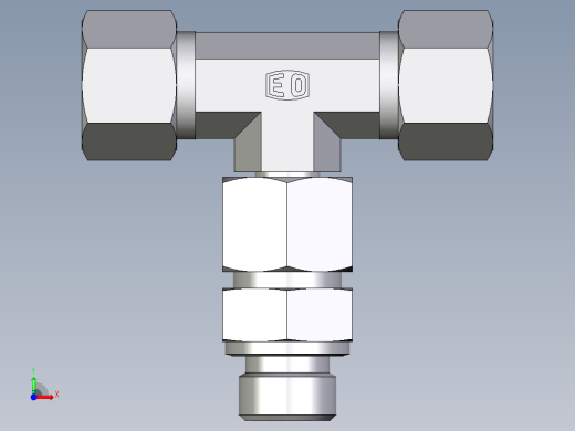 卡套式工业通用硬管接头EO_Assembled_adjustable_standpipe_branch_tee_EVT12SM71前视缩略图