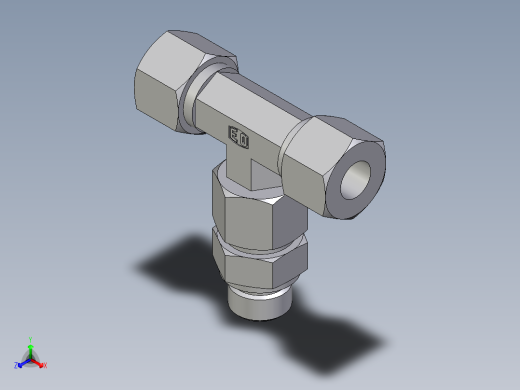 卡套式工业通用硬管接头EO_Assembled_adjustable_standpipe_branch_tee_EVT12SM71正等轴测缩略图