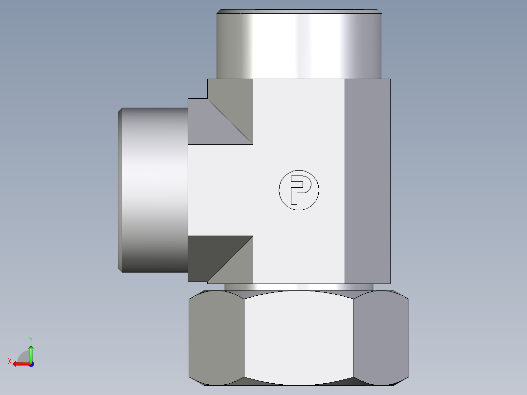 卡套式工业通用硬管接头EO_Swivel_nut_run_tee_EL38SOMD71后视图