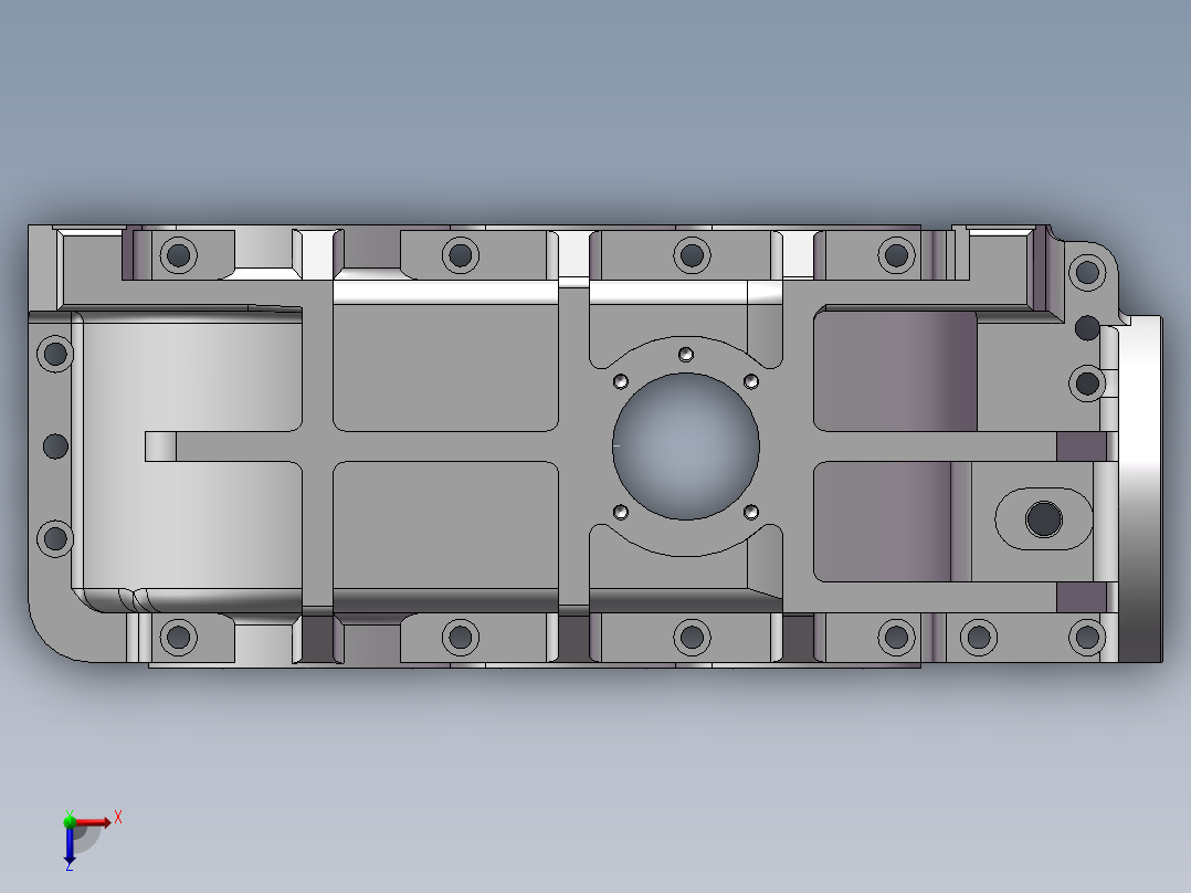 JX254-40变速箱上盖加工工艺编制及夹具设计俯视图
