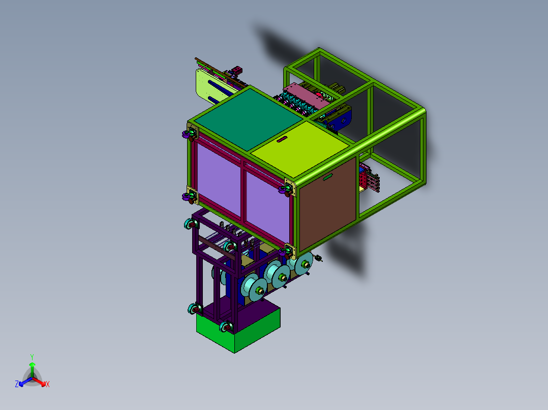 送线裁线压多芯端子设备正等轴测图
