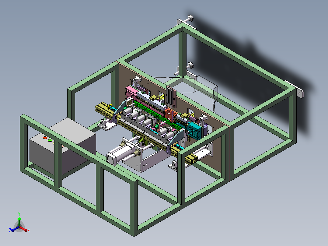 罩前条打孔裁断一体机（sw18可编辑+工程图）正等轴测图