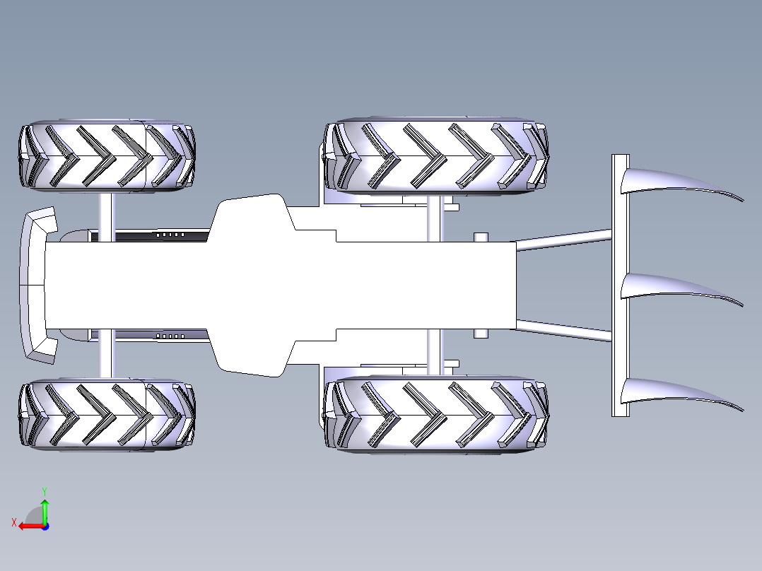 B3003652-农业拖拉机带犁后视图