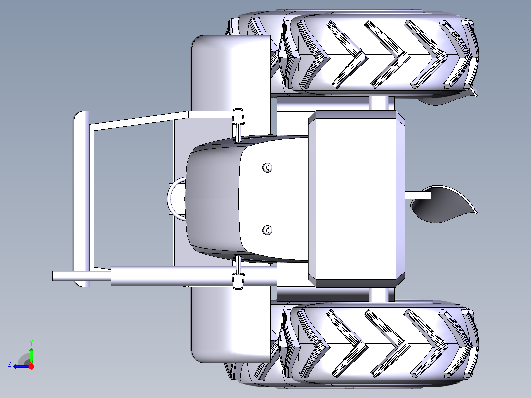 B3003652-农业拖拉机带犁右视图