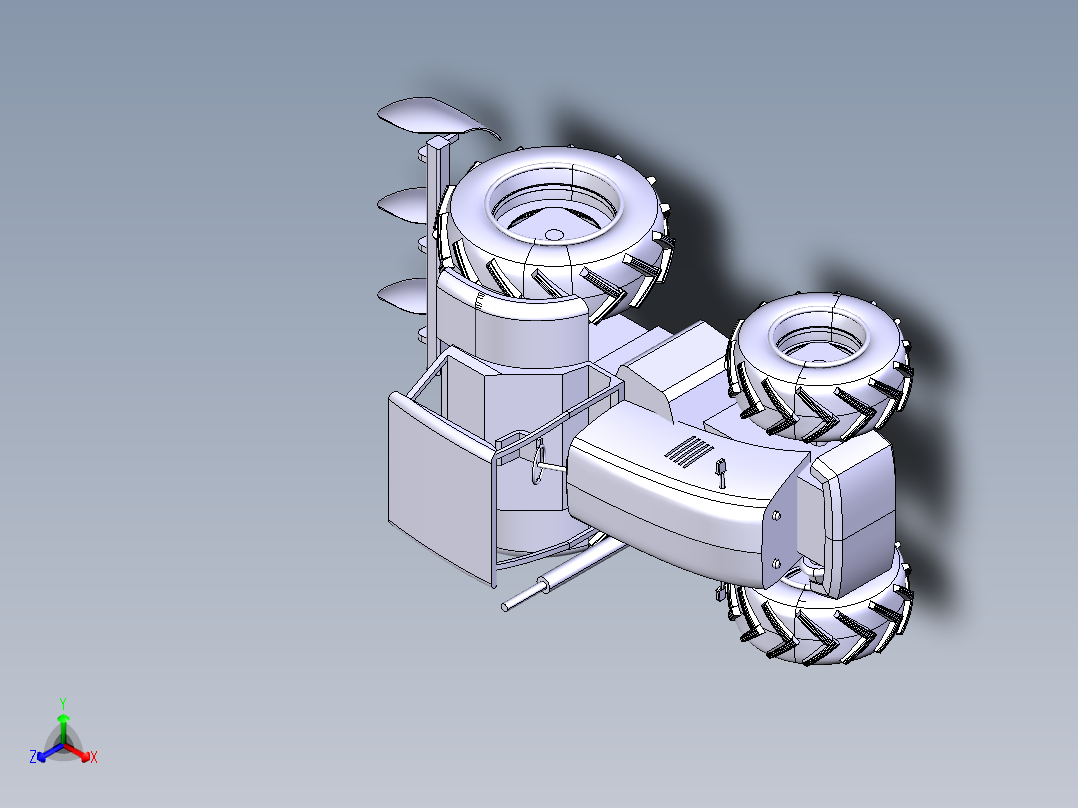 B3003652-农业拖拉机带犁正等轴测图