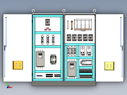 双柜组装软启动旁路+刀开关软启动plc控制柜前视缩略图