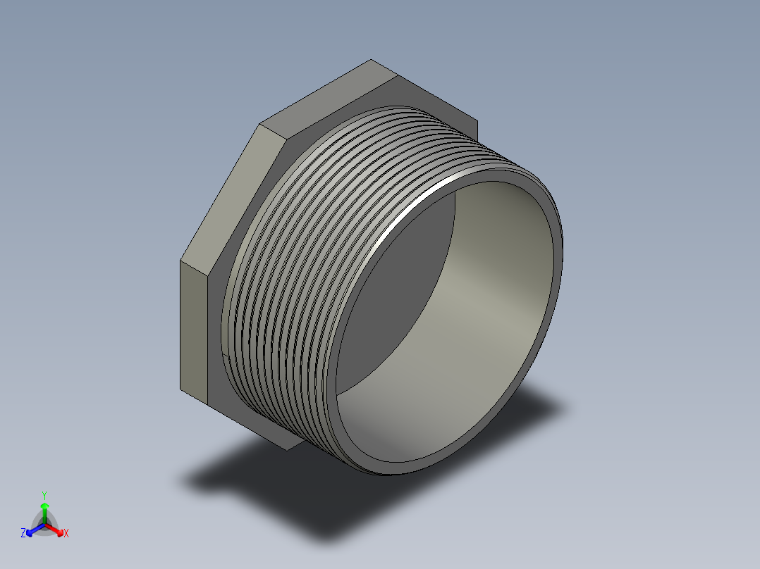 螺纹管转接头-内外丝异径 DN60-DN10正等轴测图