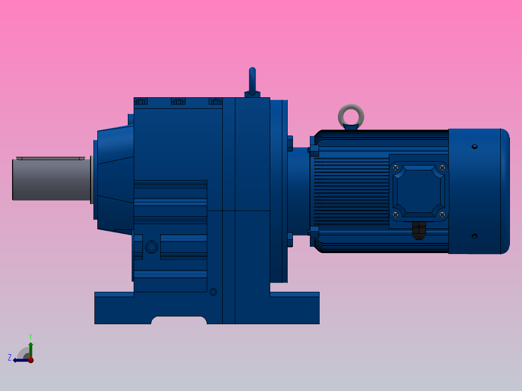R137底脚轴伸式安装斜齿轮减速机R137-YVB2.2-8P-100-M1-0°右视图