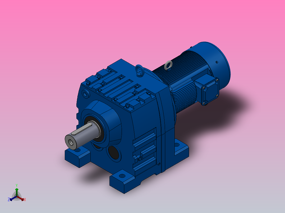 R137底脚轴伸式安装斜齿轮减速机R137-YVB2.2-8P-100-M1-0°正等轴测图