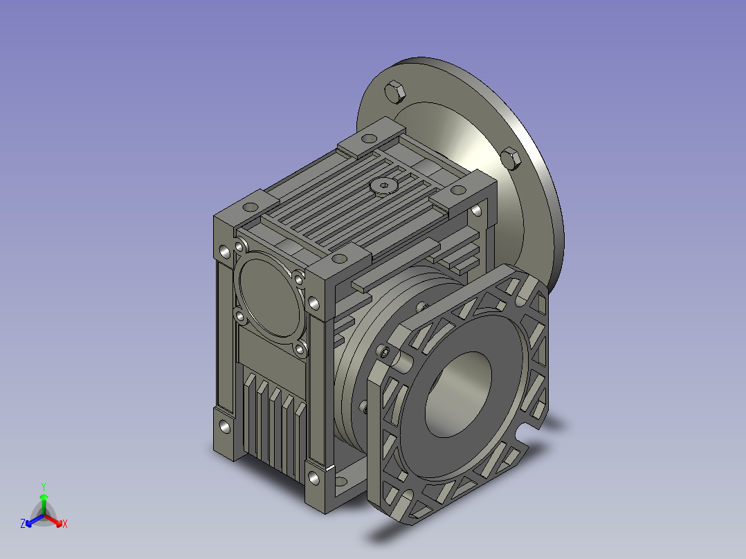 NMRV075蜗轮蜗杆减速机RV75-100-055kW-FA1_NMRV减速机正等轴测图