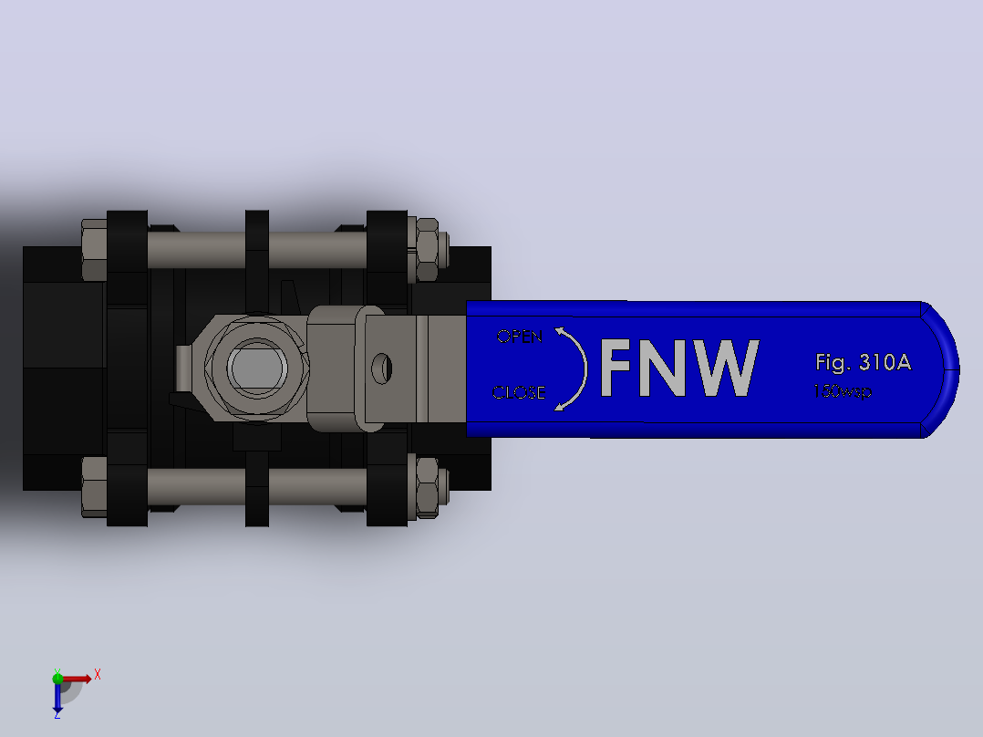 FNW-FNW311AJ三片式内螺纹球阀俯视图