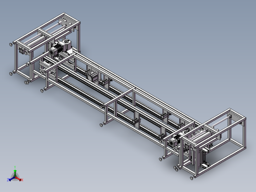 上下循环倍速链输送线 3D图 机械设计素材 3D模型参考资料