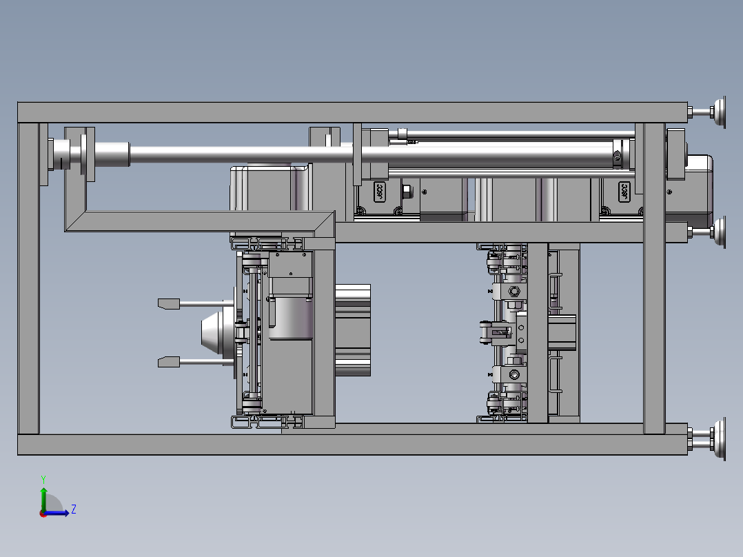 上下循环倍速链输送线 3D图 机械设计素材 3D模型参考资料左视图