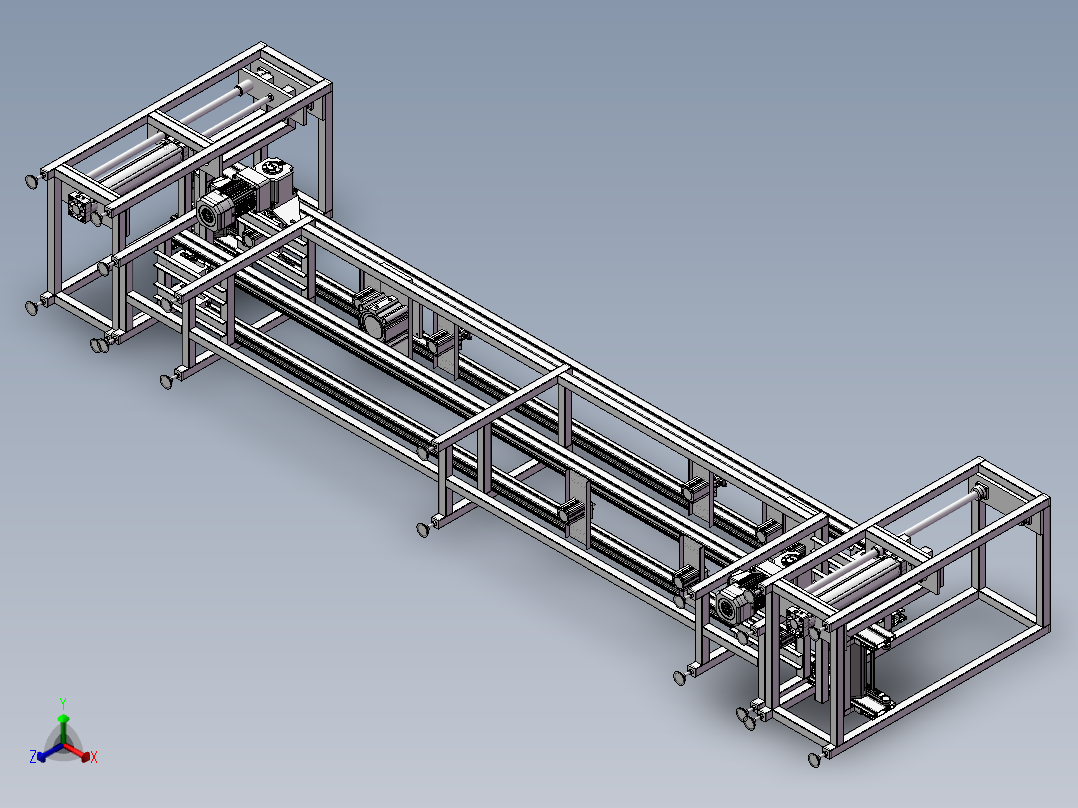 上下循环倍速链输送线 3D图 机械设计素材 3D模型参考资料正等轴测图