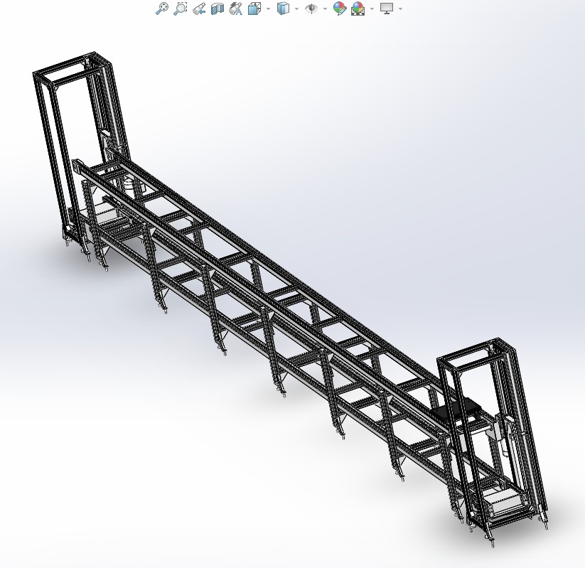 上下循环倍速链输送线 3D图 机械设计素材 3D模型参考资料