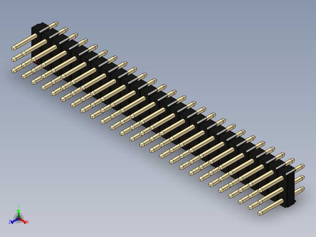 彩色公头100mil（2.54mm）系列-DS1021_black_3x26p_100mil_Type1_rev1.0主视图