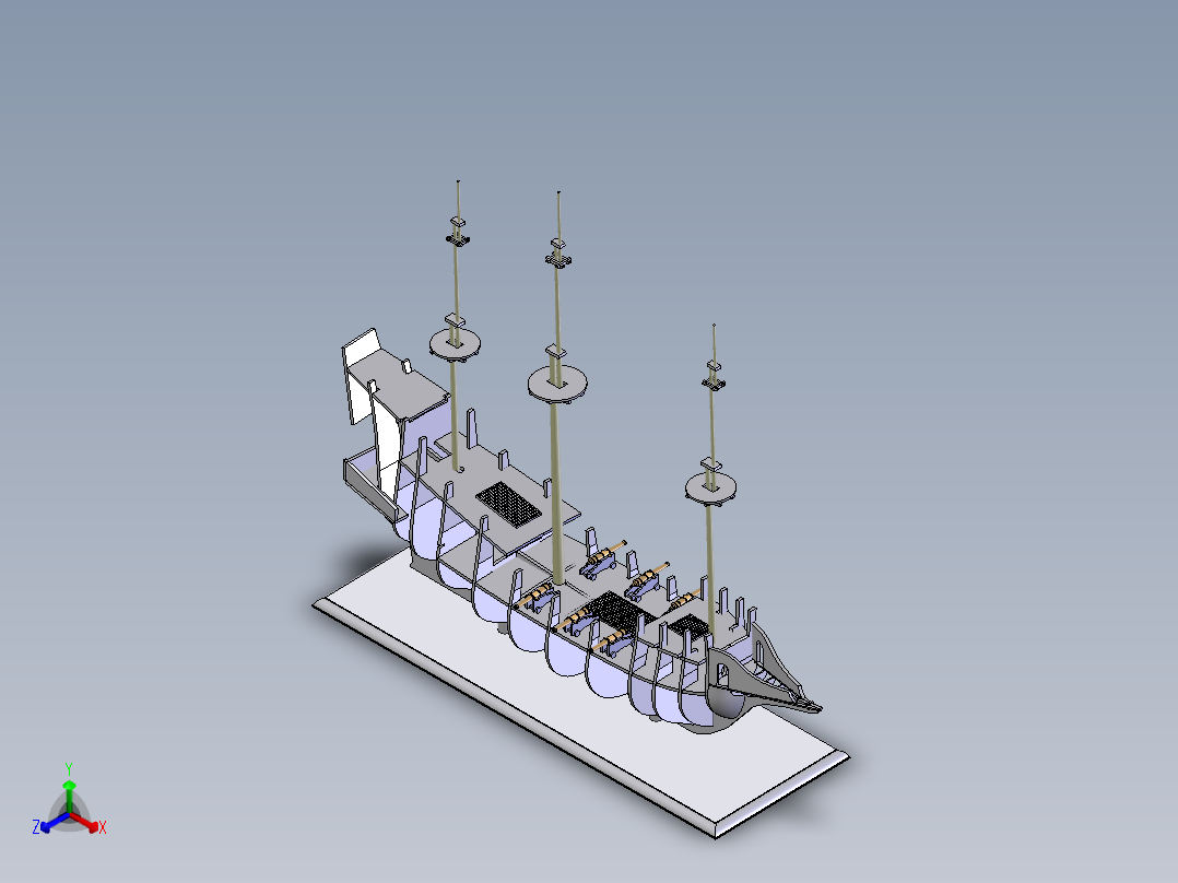 金鹿号古帆船正等轴测图