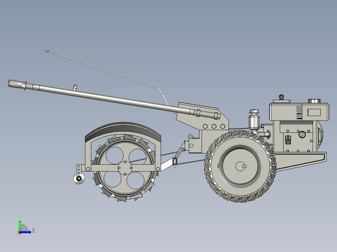 柴油旋耕机手扶配套的开沟机左视图