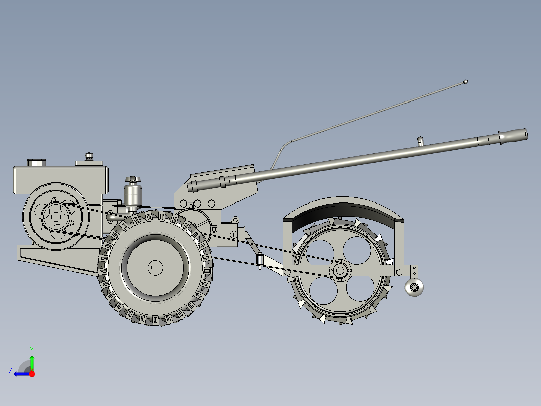 柴油旋耕机手扶配套的开沟机右视图
