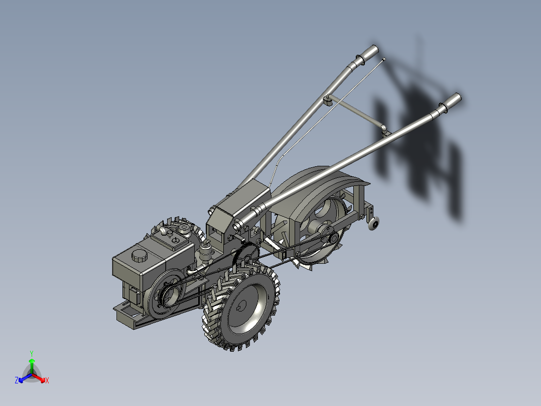 柴油旋耕机手扶配套的开沟机正等轴测图
