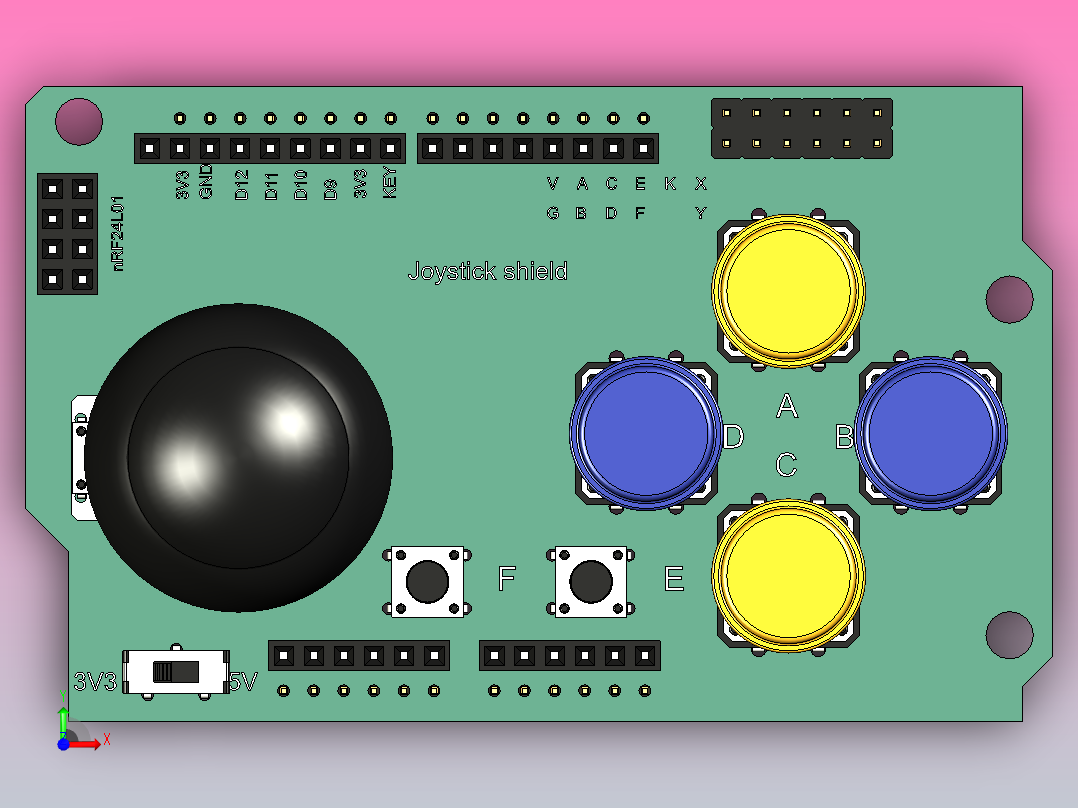 Arduino 操纵杆扩展板前视图