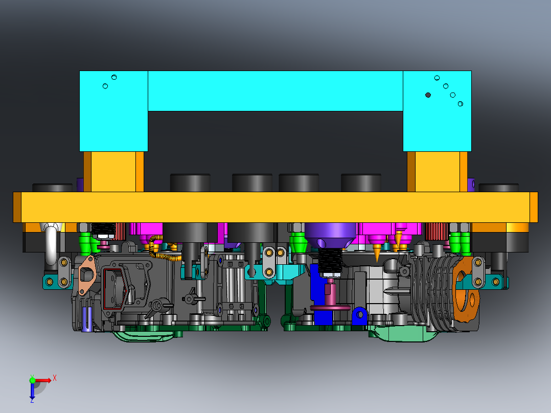 六工位通机夹具俯视图