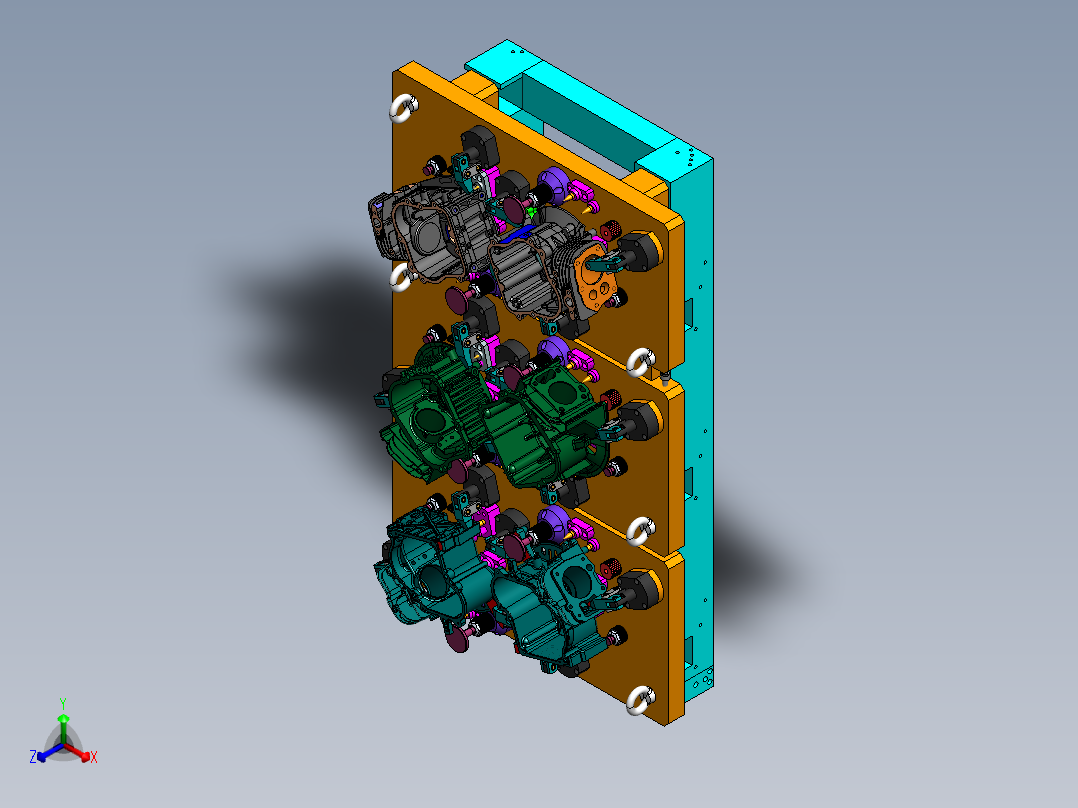 六工位通机夹具正等轴测图