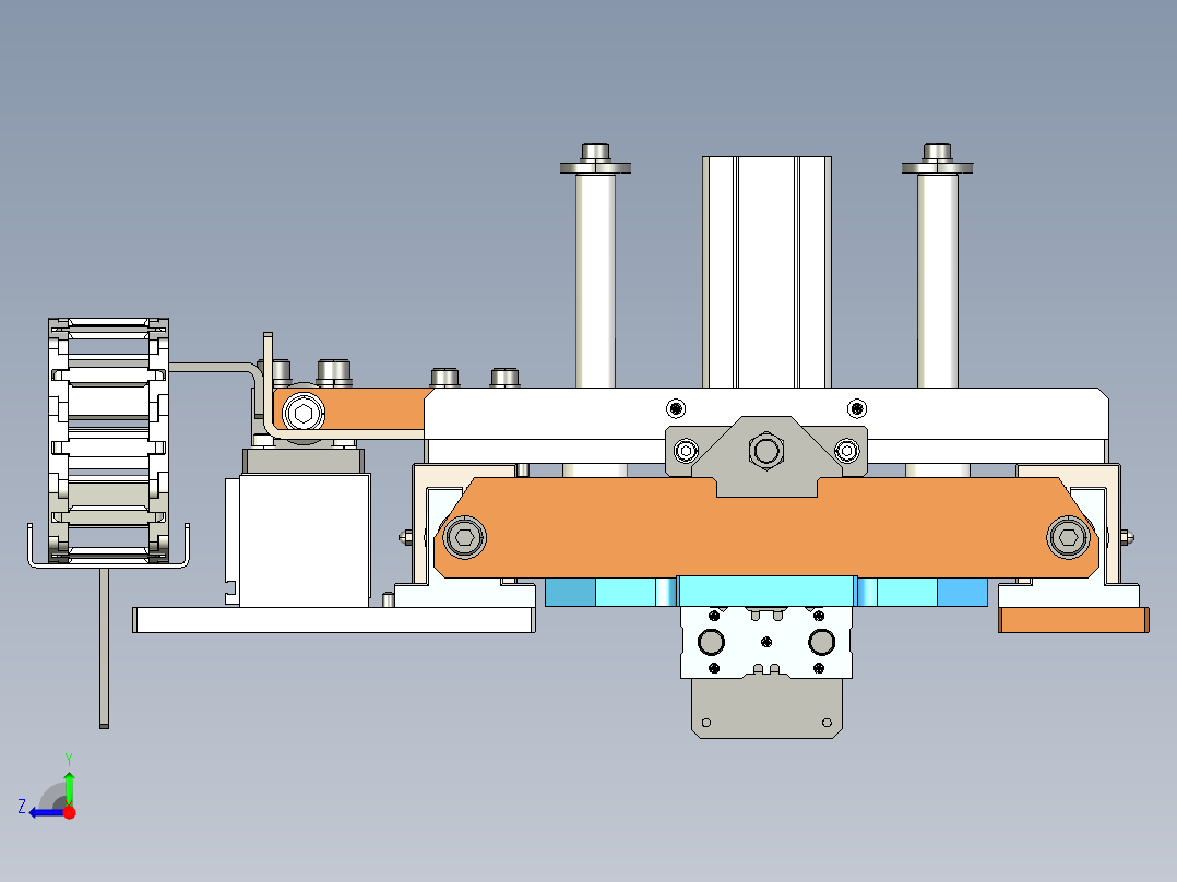 往返滑动的定位机构3D模型右视图